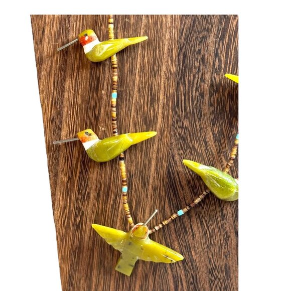 Matt Mitchell Native American Hummingbird Fetish Necklace Sterling Silver Heishi - Picture 8 of 16